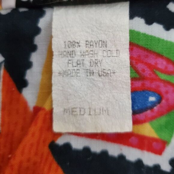 Charles Scott Vintage Women’s Short Sleeve Shirt Shoulder Pads Size M Vibrant - Picture 6 of 6